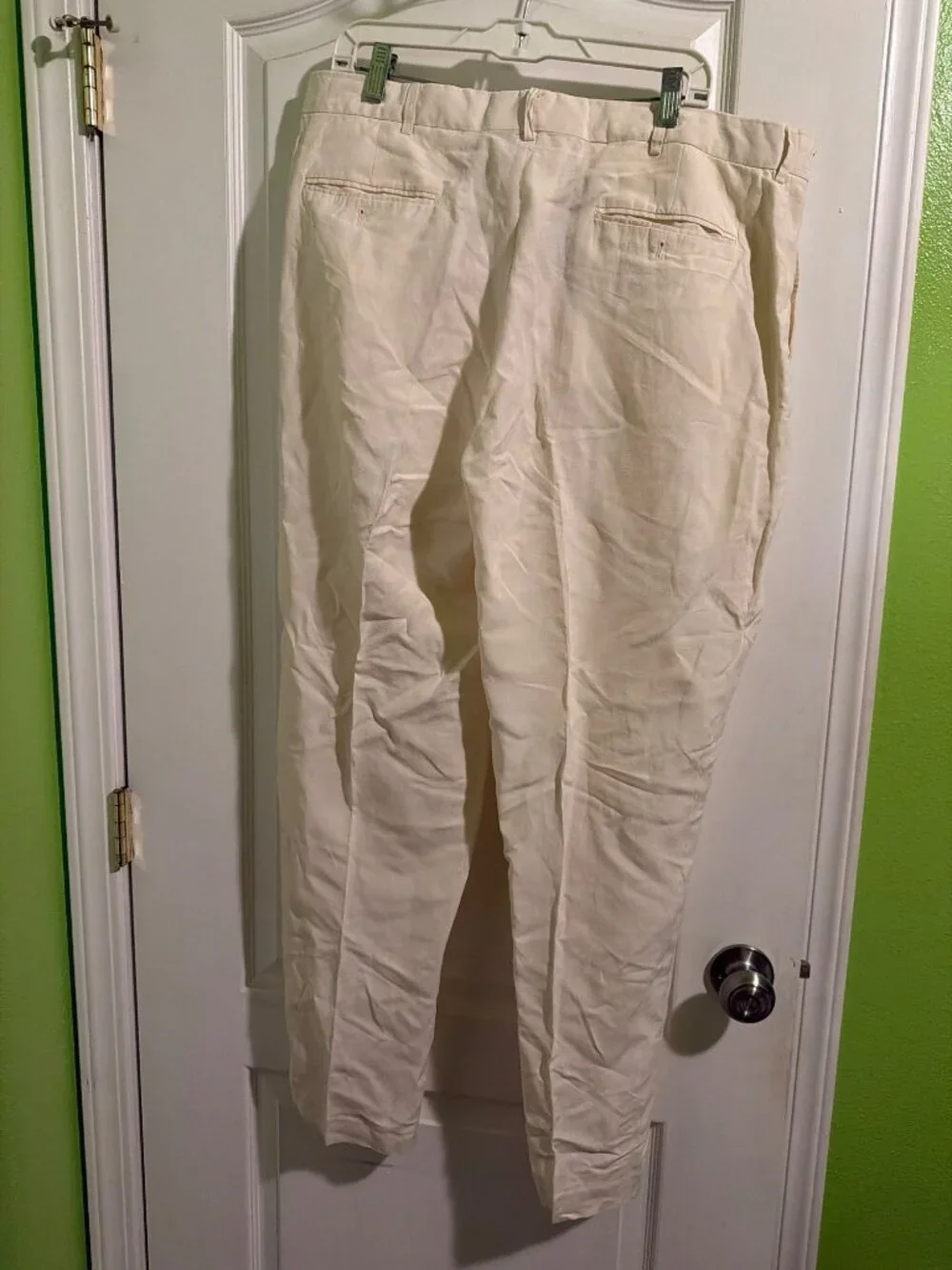 Cream Linen Blend Pleated Trousers With Pockets Size 38/32